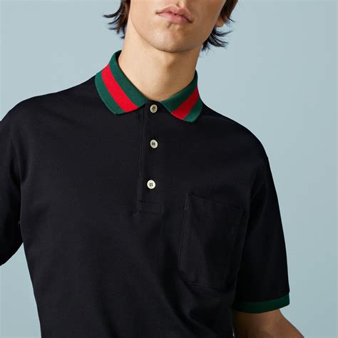 cotton piquet polo with web collar